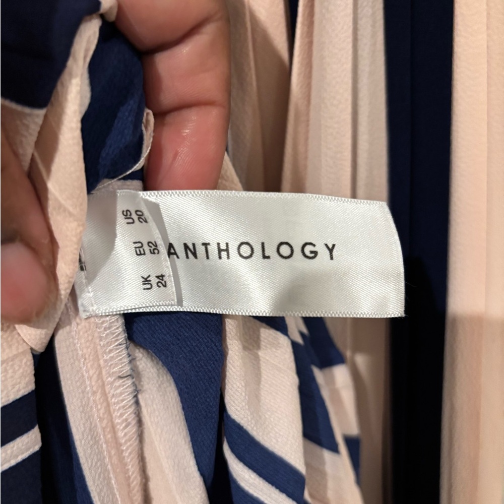 Bare Anthology Blue and Cream Pleated A-Line Maxi Skirt - Picture 3 of 3